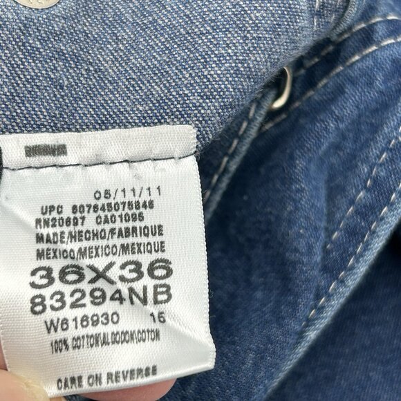 DICKIES Mens Bib Overalls 36x36 Medium Blue Denim Workwear 100% Cotton Carpenter - Picture 6 of 9